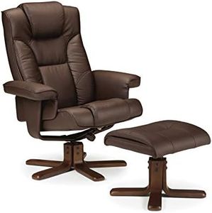 Julian Bowen Malmo Recliner and Footstool, Brown,Height: 105, Width: 83, Depth: 82cm