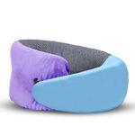Billebon Cool Gel Infused Memory Foam Travel Neck Pillow with Magnetic Fabric Luxury Neck Support Pillow for Comfortable Travel, Washable Removable Cover (Lavender)