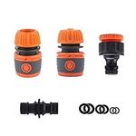 TOPWAYS Garden Hose Connector Fitting Set, including Hose Quick End and Hose Waterstop Connector, Double Male Snap Hose Connector, 2in1 Threaded Tap Connector, Spares Kit