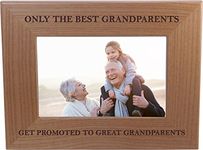 CustomGiftsNow Only The Best Grandparents Get Promoted to Great Grandparents - Wood Picture Frame Holds 4x6 Inch Photo - Great Christmas, Father's Day, for Parents