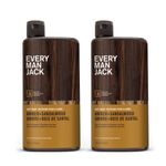 Every Man Jack Nourishing Amber + Sandalwood Mens Body Wash for All Skin Types - Naturally Derived Ingredients - Cleanse and Hydrate Skin with Coconut and Glycerin - 710 mL 2 Bottles