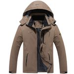 Men's Waterproof Fleece Jacket Windproof Outdoor Multi-Pockets Coats Outdoor Ski Coats Water Resistant Jacket Winter Warm Trench Coat Tactical Softshell Jacket Fishing Walking Running Mountain Sale