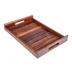 WOOD ART STORE Sheesham Wood Rectangle Shape Serving Trays for Dining Table (Brown-12x8x1.5 inch)