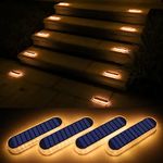 WILLED Solar Step Lights for Outside,4 Pack Warm White Solar Deck Lights Waterproof, Big Solar Charging Panel,Outdoor Solar Powered Lights for Steps,Stair,Dock,Driveway,Walkway,Sidewalk,Garden