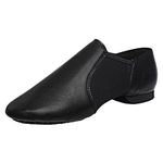 Black Slip-on Jazz Shoes Elastic Leather Sole Dance for Men Womens, Black, 11 Women/10 Men