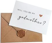 Joyfulmap Will You Be My Godmother Card, Be My Godmother Card with Kraft Envelope and Wax Seal, Elegant Line Lettering Printed on Heavyweight Card Stock,Godmother Proposal Cards