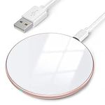 AGPTEK Wireless Charger, Fast Wireless Charging Pad 15W Compatible with iPhone 15/14/13/12/11/XS/XR/X/8/SE, for Smasung Galaxy S24/S23/S22/S21/S20/S10/S9/S8, Google Pixel 5/6/7/8, AirPods Pro, White