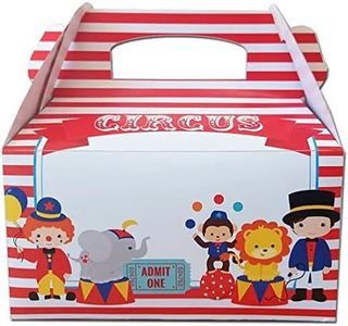 20 x Box Scatole porta dolci, gadget, confetti, caramelle cotillon o dolcetti regalini fine festa per bambini fai da te scatoline con manico grafica a scelta (Circo-Circus Party)