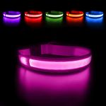 MASBRILL Light Up Dog Collar, Rechargeable LED Collar Safety Glow up Bright Dog Flashing Collar Waterproof, 4 Colors with 3 Sizes for Small Medium Large Dogs.