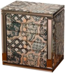 Homruilink High End Glass Jewelry Box for Women, 5 Layer,Emerald