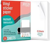 JOYEZA Premium Printable Vinyl Clear Sticker Paper for Inkjet Printer - 25 Sheets Translucent Waterproof, Dries Quickly Vivid Colors, Holds Ink well - Inkjet & Laser Printer