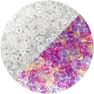 Auvoau 1000Pcs UV Pony Beads Bracelet 9mm Solar Magic Beads,UV Sensitive Color Changing Beads for Necklace,Hair Beads for Braids,Key Chain,Jewelry Making (Change Color in The Ultraviolet)