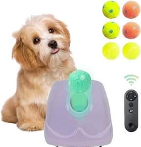 MKSY Dog Ball Throwing Machine Automatic Dog Ball Launcher for Small to Medium Sized Dogs, Dog Interactive Toy Pet Ball Thrower with Balls (Purple with Remote Control)