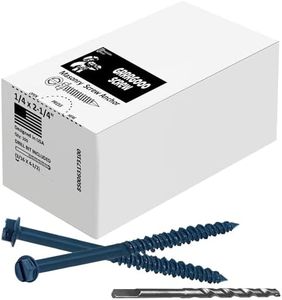 Grrrgooo Screw 1/4 x 2-1/4" Hex Washer Concrete Screws - Steel Masonry Screws for Concrete, Bricks, Blocks - Self-Tapping Concrete Screws with Drill Bit - 100 Screws/Box