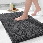 Yimobra Luxury Bathroom Rug Mat 24x17, Extra Soft & Absorbent Bath Rugs, Non-Slip Plush Shaggy Bath Carpet, Machine Wash Dry, Bath Mats for Bathroom Floor, Tub and Shower, Dark Gray