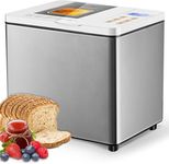 KEEPEEZ 19-IN-1 Aluminum Dual Heaters Bread Maker, Automatic Bread Machine With Gluten-Free, Sourdough, Pizza, dough, Jam. 2 LB Non-Stick Pan, 1H Keep Warm & 3 loaf Colors, Nutritious recipes