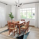 Amazon Brand - Solimo Sheesham Wood Zlem Six Seater Dining Table Set with 6 Cushioned Chairs Wooden Dining Room Furniture for Living Room Home Office (Natural Finish)