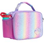 Bagseri Lunch Bag for Girls - Kids Lunch Box for Girls Reusable Leak-Proof and Insulated Kids Lunch Bag with Water Bottle Holder Toddler Lunch Box for Daycare and School, Glitter Mermaid Scale