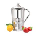 Avishkar the Invention Stainless Steel Slimline Water jug with Lid 1, 1.5 and 2 Liters | Food Grade | Rust Proof | Easy to Pour | Steel Serving Water Jug (SOLITARE JUG, 1.5 Litre)