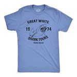 Great White Shark Tours T-Shirt Vintage Movie Boating Shirts Fishing Tees Mens Funny T Shirts Shark T Shirt for Men Funny Movie T Shirt Novelty Tees for Light Blue 4XL