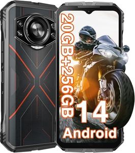 DOOGEE S Cyber Rugged Smartphone Android 14, 10800mAh Battery Rugged Phone, 20GB RAM + 256 ROM Outdoor Waterproof Unlocked Phone, 6.58" FHD+IPS Waterdrop Screen, 50MP AI Camera/Dual SIM/OTG/GPS,Red