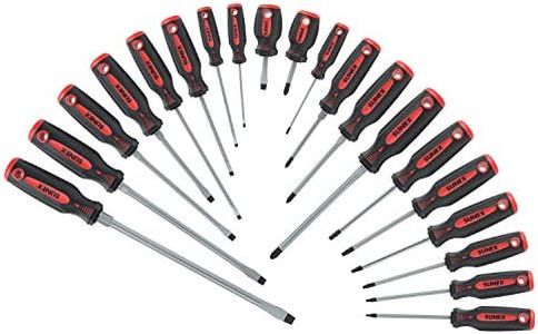 SUNEX TOOLS 1120SS Combination Screwdriver Set, 20Piece, Cabinet, Slotted, Philips, Torx, Flaking & Abrasion Resistant, Enhanced Durability, Comfortable Handle, Quick Reference, Bolster, Storage Tray