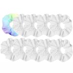 Yesallwas 10PCS White Scrunchies for Tie Dye, Elastic Hairbands Ponytail Holders Hair Ties, DIY Plain Elastic Hairbands Seamless Ponytail Holders Scrunchy for Women Girls