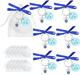 6PCS ange gardien porte-clés + porte clé bleu "Merci " - Cadeau de remerciement pour les invités lors de mariages, de baptêmes, à Noël, un anniversaire, une communion, remerciement