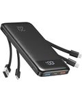 Charmast 20000mAh Power Bank with 4 Built-in Cables, 22.5W Fast Charging Portable Charger for iPhone, Android, iPad, No Extra Cords Needed for Travel, Work, Emergency