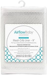 BreathableBaby Airflowbaby by Mesh Crib Liner, 9" Anti-Bumper, Non-Padded - White