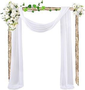 Arco de Boda 75 x 550 cm TIMESETL Colgante de Arco de Boda, Velo Blanco Cortina de Arco de Boda Romántico Arco de Boda Colgante para Decoración de Boda, Escenario, Telón de Fondo, con 2 Cintas