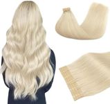 DOORES Tape in Extensions Human Hair Platinum Blonde 20 Inch 50g 20pcs Remy Hair Extensions Tape in Skin Weft Real Natural Hair Extensions Straight Hair