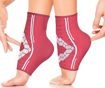 Sparthos Ankle Compression Socks (Pair) – Plantar Fasciitis Ankle Brace with Arch Support – for Men and Women – Foot Sleeves – Increase Blood Circulation, Reduce Swelling & Heel Spurs (Pink-S)