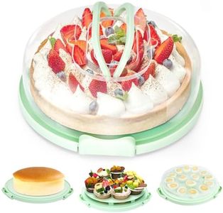Ohuhu Contenedor para tartas de queso, portador de tartas sin BPA de hasta 10 pulgadas, recipiente para cupcakes con tapa y 2 asas, 4 en 1, multiusos, para cupcakes
