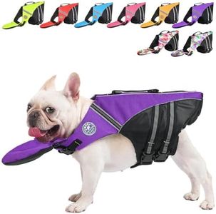 French Bulldog Life Jacket, High Flotation Dog Life Vest for Swimming Boating, Reflective Dog Swim Vest with Chin Float and Rescue Handle (Chest Girth: 17" to 30",Weight: 17" to 28" LB)