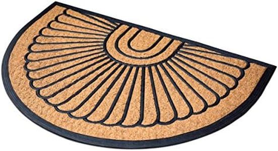BIRDROCK HOME 24 x 36 Half Round Natural Coir and Rubber Doormat - Natural Fibers - Outdoor Doormat - Keeps Your Floors Clean - Decorative Design - Brush Coir