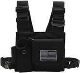 Klykon Radio Chest Harness Chest Front Single Pack Pouch Holster Vest Rig for Motorola Midland Kenwood Baofeng Retevis Walkie Talkie with Reflective Strips Shoulder, black, Radio Chest Harness