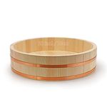 TYRHMY Oversized Japanese Wooden Hangiri Sushi Rice Mixing Bowl/Tub,Extra Large Japanese Sushi Oke Tub (Hangiri) Diameter 28 inch for Sushi Restaurant Kitchen (28" (72 Cm))