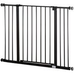 PawHut Dog Gate Pet Safety Gate Stair Barrier Pressure Fit Adjustable 76-82/86-97/101-107 cm, Black