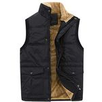 Flygo Men's Fleece Lined Lightweight Jacket Sleeveless Down Quilted Vest Coat (Black, Large)