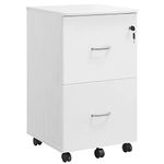 VASAGLE 2-Drawer File Cabinet, Locking Filing Cabinet for Home Office, Small Rolling File Cabinet, Printer Stand, A4, Letter-Size Hanging File Folders, White LCD027T46V2