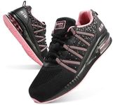 Soulsfeng Womens Air Cushion Running Shoes Lightweight Breathable Workout Tennis Walking Black Pink Sneakers for Women Size 10.5