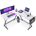 ODK Gaming Desk 127x127x75cm White Computer Desk with Monitor Stand for Home and Office