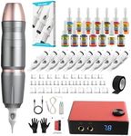 Solong Tattoo Kit Professional: High-Efficiency Motor Tattoo Gun Machine, LCD Power Supply, 14 Color Premium Ink, 10 Tattoo Needles and Foot Pedal Control