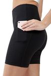 90 Degree By Reflex - High Waist Power Flex Biker Shorts with Side Pockets - 5", 7", 9" - Black 7" - XS