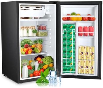Electactic 3.2 Cu.ft Mini Fridge with Freezer, Compact Refrigerator with Reversible Single Door, Adjustable Thermostat, Low Noise, Energy Efficient for Office, Dorm, Bedroom, Apartment (Black)