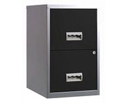 Pierre Henry 095808 A4 Steel Lockable 2 Drawers Filing Cabinet - Silver/Black