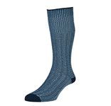 HJ Hall 2 Pairs Gents Indestructible Marl Half Hose Socks HJ4 Blue 6-11