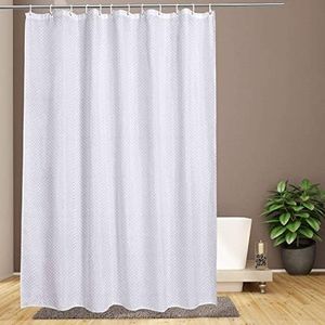 AURA FAB - Shower Curtains for Bathroom (White Zigzag, 4feet Width X 6 feet Height)