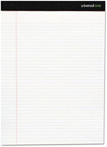 Universal 30730 Premium Ruled Writing Pads, White, 8.5 x 11.75, Legal/Wide, 50 Sheets (Pack of 12 Pads)